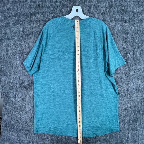 Under Armour Men The Tech Tee XXL Green Heather Microfiber Wicking UV Protection - Picture 7 of 8
